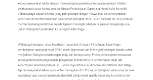Pendidikan sepanjang hayat tidak terhad kepada golongan yang bekerja sahaja malah ia perlu melewati semua golongan termasuk suri rumah, pesara, golongan kurang upaya dan warga emas. Kepentingan Pembelajaran Sepanjang Hayat Pdf Google Drive
