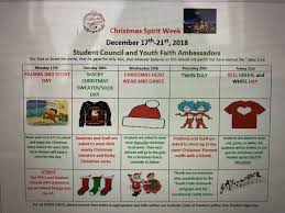 I hope day 1 is off to a fun start for your family. St Timothy School On Twitter Christmas Spirit Week Schedule