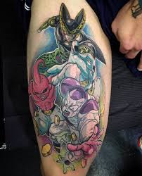 Dragon ball z fierce fighting. Dragon Ball Z Adaptation Tattoo On The Right Thigh