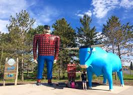 The mythical bunyan, who was said to be such a big baby it took five storks to bring him to his parents, may have his origins in the life of a real lumberjack nicknamed saginaw joe. Lumberjack And His Special Companion Review Of Paul Bunyan And Babe The Blue Ox Bemidji Mn Tripadvisor