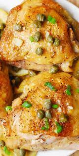 Bake a delicacy in unusual breaded meat will acquire an interesting hue and flavor delicious crisp. Oven Baked Chicken Thighs With Capers Lemon And Garlic Fast Super Easy Flavorful Weekn Chicken Piccata Recipe Baked Chicken Piccata Recipe Piccata Recipe