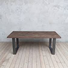 Metal table legs look great under coffee tables, desks and console tables. Holborn H Solid Brown Oak Dining Table With Stainless U Shaped Legs Metal Dining Chairs Wooden Leg Sofa Solid Oak Table