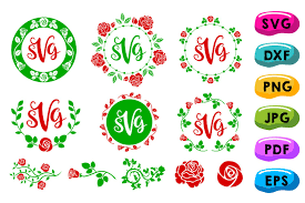 Download Rose Monogram Frames Svg Circle Flowery Initial Borders Svg 1178683 Cut Files Design Bundles