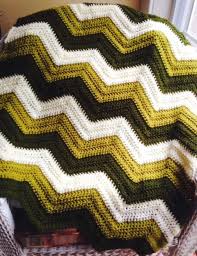 Crochet Knit Handmade Baby Blanket Afghan Chevron Ripple Vanna Yarn Olive Green Handmade Baby Blankets Crochet Blanket
