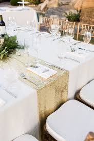 Romantic Desert Ridge Estate Wedding In Palm Desert Sequin Table Runner Wedding Gold Sequin Table Runner Gold Table Setting