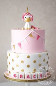 Unicorn Happy Birthday Rose Gold Cake Adorable Pink And Gold Unicorn Christening Cake Baby Birthday Cakes Baby Girl Christening Cake Girls First Birthday Cake