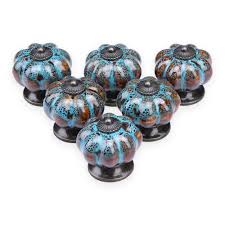 The breakfront display cabinet is glazed and distressed to look old and does not. Ydo Ceramic Glazed Pumpkin Knobs Classy Vintage Cabinet Door Pull Handle 6pcs Blue Buy Online In French Guiana At Frenchguiana Desertcart Com Productid 54868239