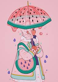 Meyoco Watermelon Umbrella Print Cartoon Art Styles Girls Cartoon Art Cute Kawaii Drawings