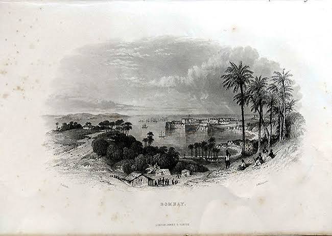 View Of Bombay Fort & Harbour - Old Print 1840 - Past-India