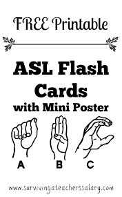 Black And White Sign Language Free Printable Asl Sign Language Alphabet Flash Cards Plus Bonus Mini Poster Perfect For Lang Sign Language Phrases Sign Language Alphabet Sign Language Words
