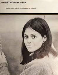 Sigourney Weaver's 1967 High School yearbook photo.