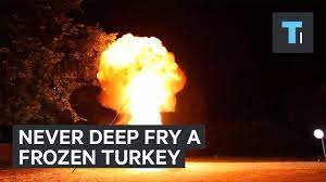Always keep a fire extinguisher (rated for grease fires) nearby. Never Deep Fry A Frozen Turkey Youtube