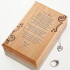 Wooden urns for human ashes can also be personalized by engraving, either with the name and other information about the deceased, or with detailed artwork. Personalized Wooden Jewelry Box Engraved For Mom