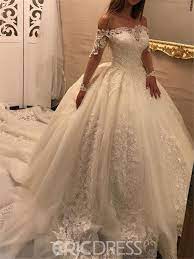 Ericdress Off The Shoulder Appliques Long Sleeves Ball Gown Wedding Dress Online Wedding Dress Ball Gown Wedding Dress Ball Gowns Wedding