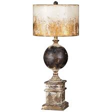 Shiloh Weathered Metal Cream Black And Brown Table Lamp 70a62 Lamps Plus Brown Table Lamps Black Table Lamps Metal Table Lamps