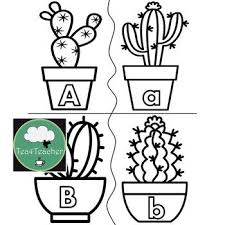 Cacti Abcs Alphabet Frieze Cards Capital Lowercase Puzzles Coloring Pages Coloring Pages Alphabet Matching Alphabet