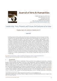 Pdf Leadership Past Present And Future An Evolution Of An Idea
