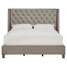 Our raleigh upholstered square low platform bed is crafted by our own master upholsterers in the heart of north carolina. Rosalyn Crystal Tufted Wingback Bed King Metallic Gray Inspire Q Target
