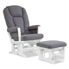 Dutailier Modern Multi Position Reclining Glider And Nursing Ottoman In White Charcoal Bed Bath Beyond Glider And Ottoman Glider Rocking Chair Glider Replacement Cushions