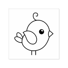 Bird Cartoon Pictures Black And White Cute Stylized Cartoon Bird Self Inking Stamp Black And White Gifts Unique Special B W Style Easy Cartoon Drawings Cute Easy Drawings Cartoon Bird Drawing