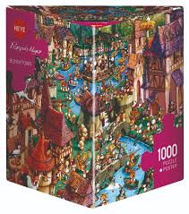 On a yellow background the logo jumps in, and the animal says spiffy! and winks. Heye 29496 Francois Ruyer Bunnytown 1000 Teile Puzzle Puzzles 501 Bis 1000