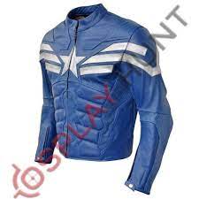 Chris Evan Captain America The Winter Soldier Leather Jacket 2014 Royal Blue Chris Evans Captain America Winter Soldier Captain America Winter Soldier