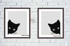 Cute animals cross stitch patterns. Black Cat Cute Animals Cross Stitch 2 Pc Grafik Von Tango Stitch Creative Fabrica