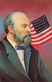 Postcard Portrait 20th U.S. President James Garfield, Morris Katz Painting 