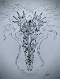 Tyrael The Archangel Anime Sketch Dark Tattoo Archangel Tattoo