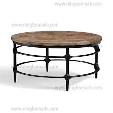 Gray wash medium rectangle mdf coffee table with shelf. China Grained Mosaic Parquet Furniture Natural Reclaimed Elm Top Rustic Black Iron Base Round Coffee Table Photos Pictures Made In China Com