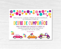 Birthday Party In Spanish Birthday Party Parade Invitation In Spanish Printable Etsy In 2020 Birthday Invitations Birthday Party Printables Birthday Party Invitations