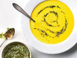 Pumpkin And Shellfish Bisque With Pumpkin Seed Pistou Recipe Recipe Recipes Pistou Recipe Pumpkin Recipes