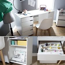 They use shelves for storage space and typically have doors to keep clutter hidden. 15 Inspiring Sewing Table Designs The Sewing Loft