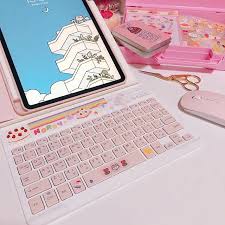 Aesthetic Pink Ipad Keyboard Decorated With Cute Pastel Stickers Aesthetic Pinkaesthetic Retro Idea Ideasd In 2020 Ipad Keyboard Pastel Aesthetic Pink Aesthetic