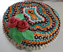 Cake Is Macadamia Fruit Cake Aboriginal Dot Design In Royal Icing Flowers Sugar Paste Christmas Cake Royal Icing Flowers Icing Flowers