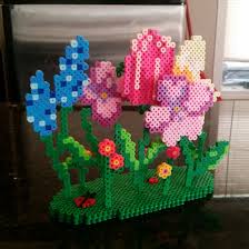 I Made A 3d Flower Garden For Mother S Day 3d Perler Bead Perler Beads Diy Perler Beads