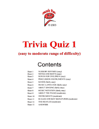 Did you know that each nation. Fillable Online Trivia Quiz 1 Music Fun Fax Email Print Pdffiller