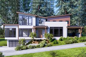 Plan 666039raf Modern Home Plan With Drive Under Garage Modern House Plans Contemporary House Plans Modern Style House Plans