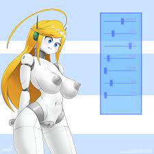 areola big breasts blonde hair blue eyes blush body slider breast  expansion breasts cave story curly brace expansion female genitals hair hi  res huge breasts humanoid machine navel nipples