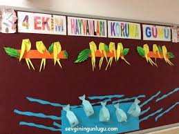 Hayvanlari Koruma Gunu Sinif Panosu Animals Origami Fish Origami Leaf Sea Classroom Ideas Origami Hayvan Sinif