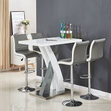 Axara Bar Table In White And Grey Gloss With 4 Ritz Grey Stools Decoracao Da Sala De Estar Decoracao Da Sala Decoracao Sala