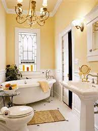 Yellow wall color, yellow bath layer, yellow wall decor ideas, yellow flooring or another yellow accessories, almost everything would work excellent. 31 Amazing Cottage Style Bathroom Decorating Ideas Bathroomdesign Bathroomdecor Bathrooms Bathro Cottage Style Bathrooms Cottage Bathroom Yellow Bathrooms