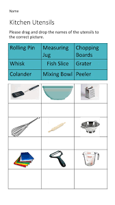 I have compiled a list of common cooking tools, equipment, cookwares used in every indian household. Kitchen Utensils Worksheet Worksheet