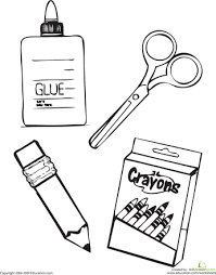 Download these free coloring page activities for kids as they get close to starting a new school year. School Supplies Worksheet Education Com School Supplies Art School Supplies Cool School Supplies