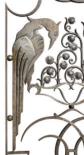 Importante Grille De Separation En Fer Forge Martele Presentant Deux Montants Ajoures A Decor De Motifs Feuillages Surmonte Art Deco Art Nouveau Iron Furniture