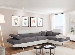 Nous en avons pour tous les goûts (design, chic, scandinave. Canape D Angle Droit Rio Convertible Avec Coffre Blanc Gris