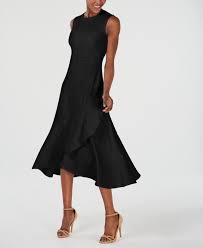 Calvin Klein Sleeveless Flounce Hem A Line Dress Black Dresses A Line Dress Review Dresses