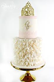 Beautiful 40th Birthday Cakes For Ladies Soft Royal Elegance Two Tier Birthday Cake Featuring Pretty Ivory Ruffles And Top Tier Is Em Tiered Cakes Birthday 40th Birthday Cakes Princess Birthday Cake