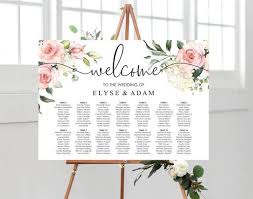 Printable Blush Floral Wedding Seating Chart Editable