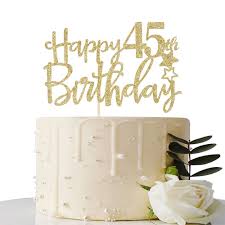 It's the perfect gift for anyone celebrating a 60th birthday! Gold Glitter Happy 45th Birthday Cake Topper Hello 45 Cheers To 45 Years 45 Fabulous Party Decoration Buy Online In Angola At Angola Desertcart Com Productid 100136816